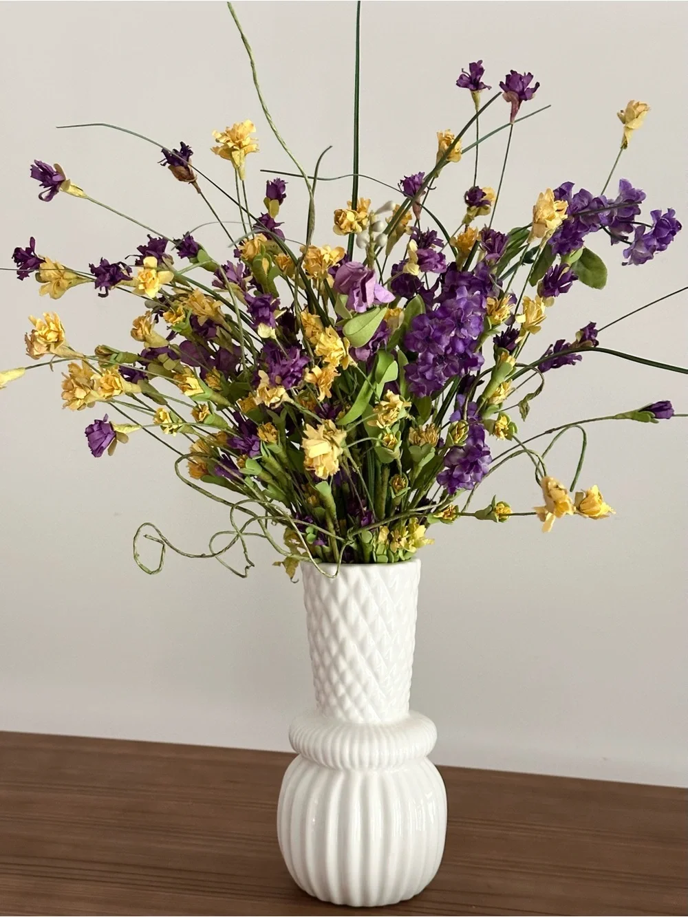 Wildflower Bouquet - Purple & Yellow Faux Floral Arrangement